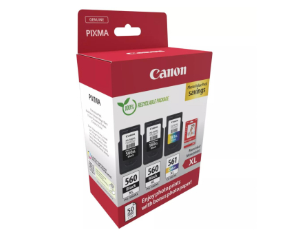 Tusz do drukarki Canon Zestaw 3 tuszów PG-560XL x 2 + CL-561XL x 1 + papier foto 50